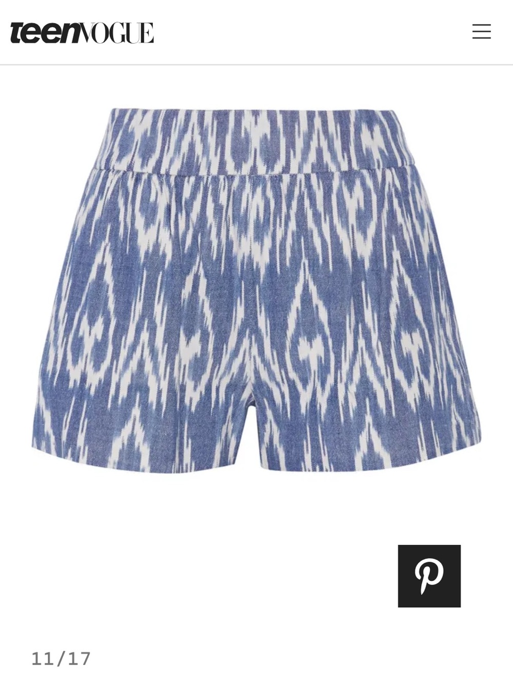 Alice + Olivia Woven Cotton Chambray Blue & White Ikat Dress Shorts - 4